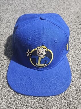 Fallout Vault Boy Vault 111 Snapback Hat Cap Bethesda Blue Adjustable